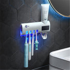 Exclusive Toothbrush Holder with Toothpaste Dispenser | Organized & Hygienic — Black — Detail View