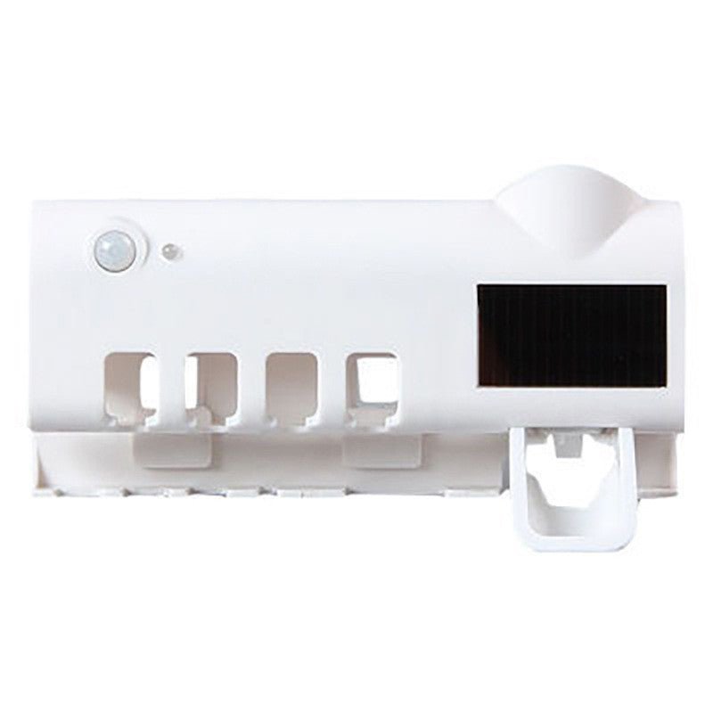 Exclusive Toothbrush Holder with Toothpaste Dispenser | Organized & Hygienic — Black — Back View