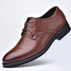 Exclusive Men's Pointed Toe Lace-Up Dress Shoes ? Casual Fashion Leather-Look ? Black ? Size 38 ? Detail View
