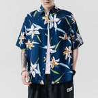 Exclusive Beach couple casual short sleeve — Blue — Size 3XL — Back View