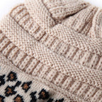 Exclusive Women's Leopard Print Knit Beanie — Beige — Size One Size — Lifestyle View