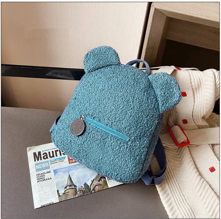 Exclusive Women's Cute Bear Shaped Shoulder Backpack — Black — Back View