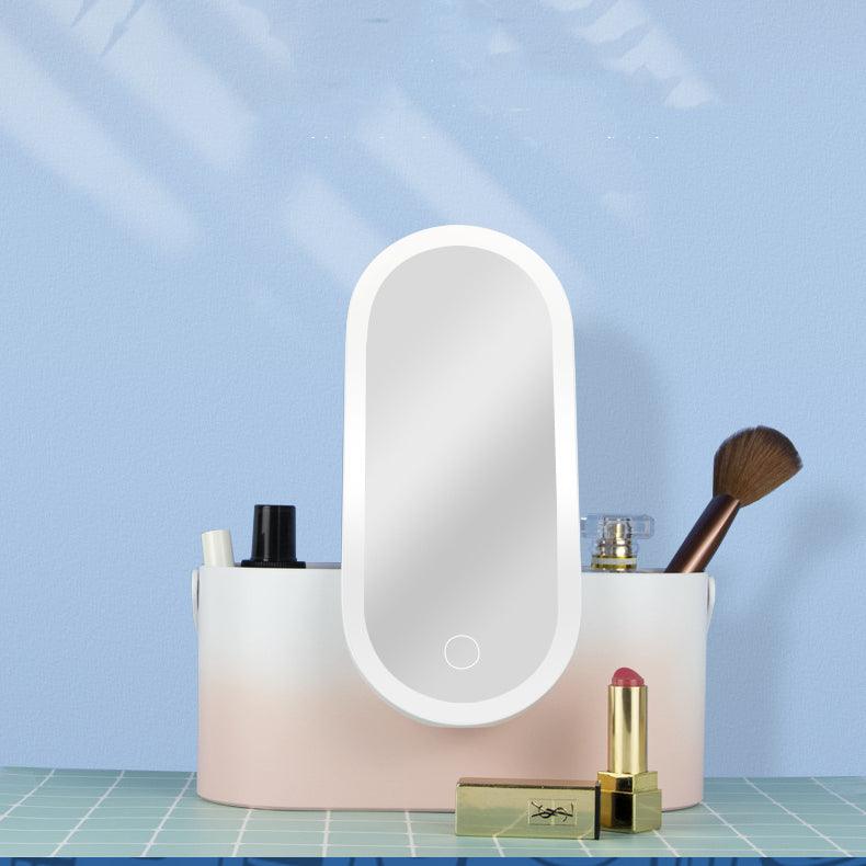 Exclusive Beauty Mirror with Lamp | Lighted Vanity 3 Color Dimmable — Pink Gradient USB charging — Size Three color light plus dimming — Front View