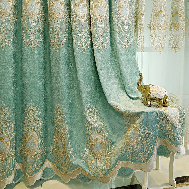 Exclusive Bedroom Full Blackout Curtains Green New — Green cloth — Size 1M — Back View