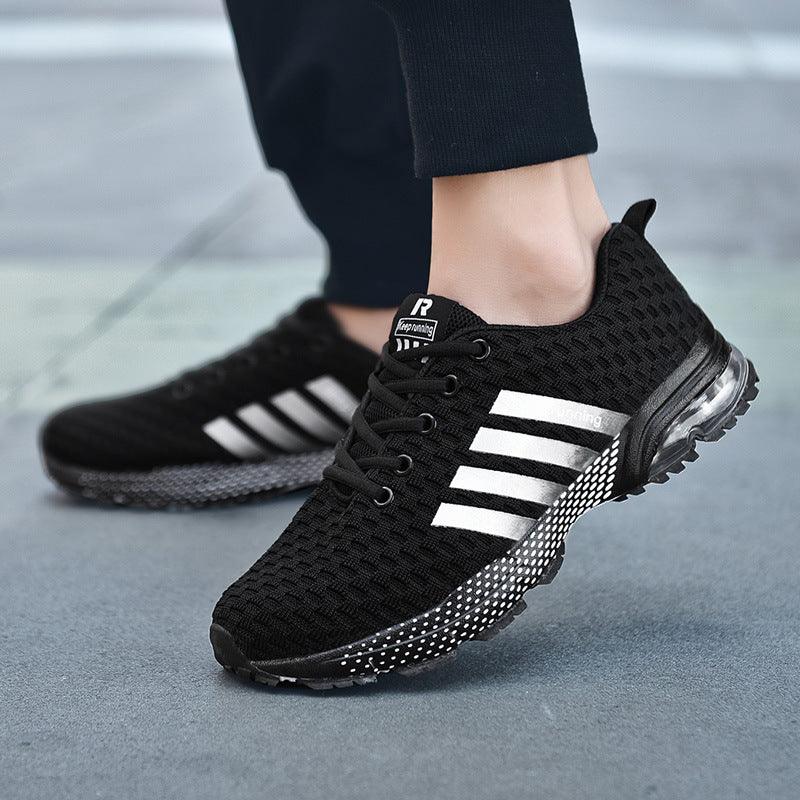 Exclusive Couple Running Shoes | Breathable Mesh — Black ash 8877 — Size 36 — Side View