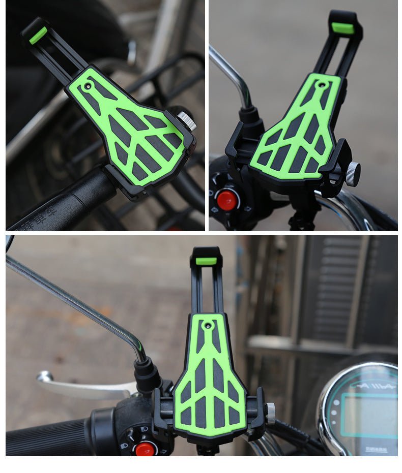 Exclusive Bicycle anti-drop mobile phone holder — Green Loading handlebar — Side View