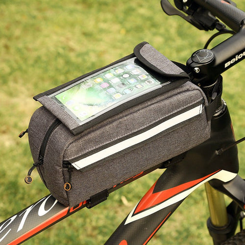 Exclusive Bicycle Front Beam Storage Bag — Grey — Size One size — Side View