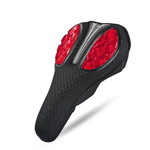 Exclusive Bicycle Gel Saddle Cover — Red — Size Lycra — Detail View