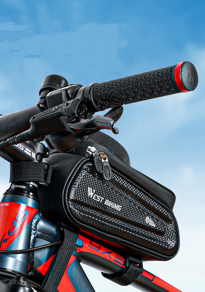 Exclusive Bicycle Mobile Phone Touch Screen Upper Saddle Bag — Black 7.2 Inch — Size Average Size — Lifestyle View