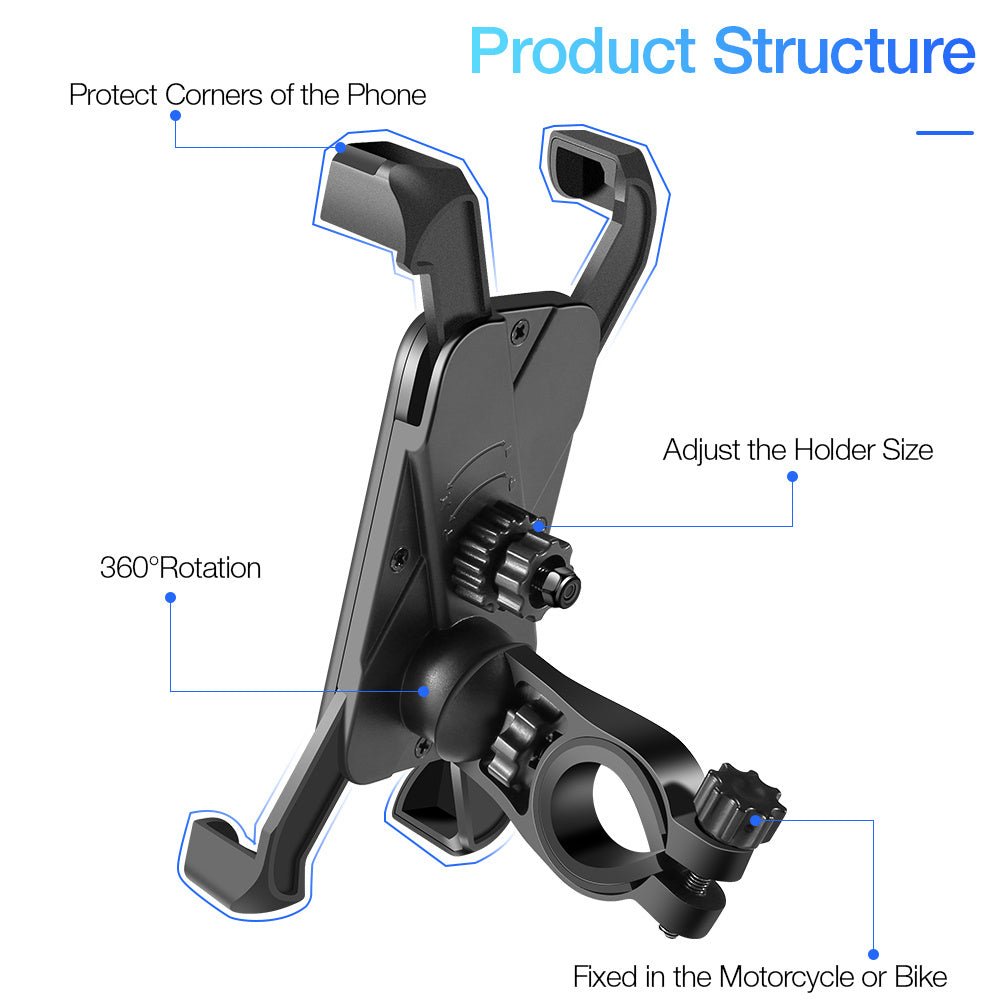 Exclusive Bicycle navigation mobile phone bracket — Black — Back View