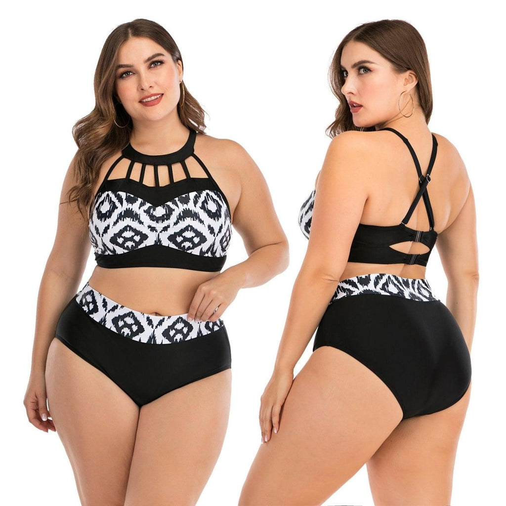 Exclusive Big Cup Sexy Bikini for Plus-Size Women — Black — Size 3XL — Side View