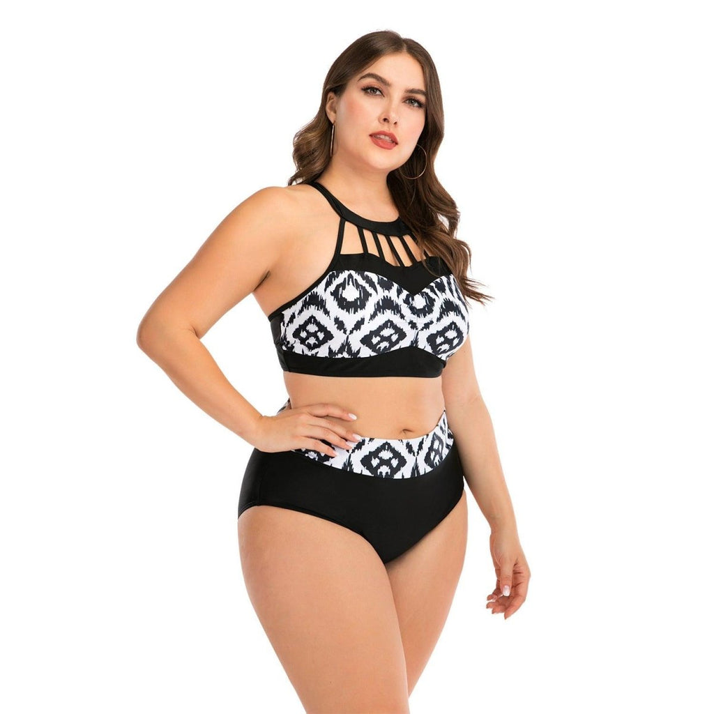 Exclusive Big Cup Sexy Bikini for Plus-Size Women — Black — Size 3XL — Lifestyle View