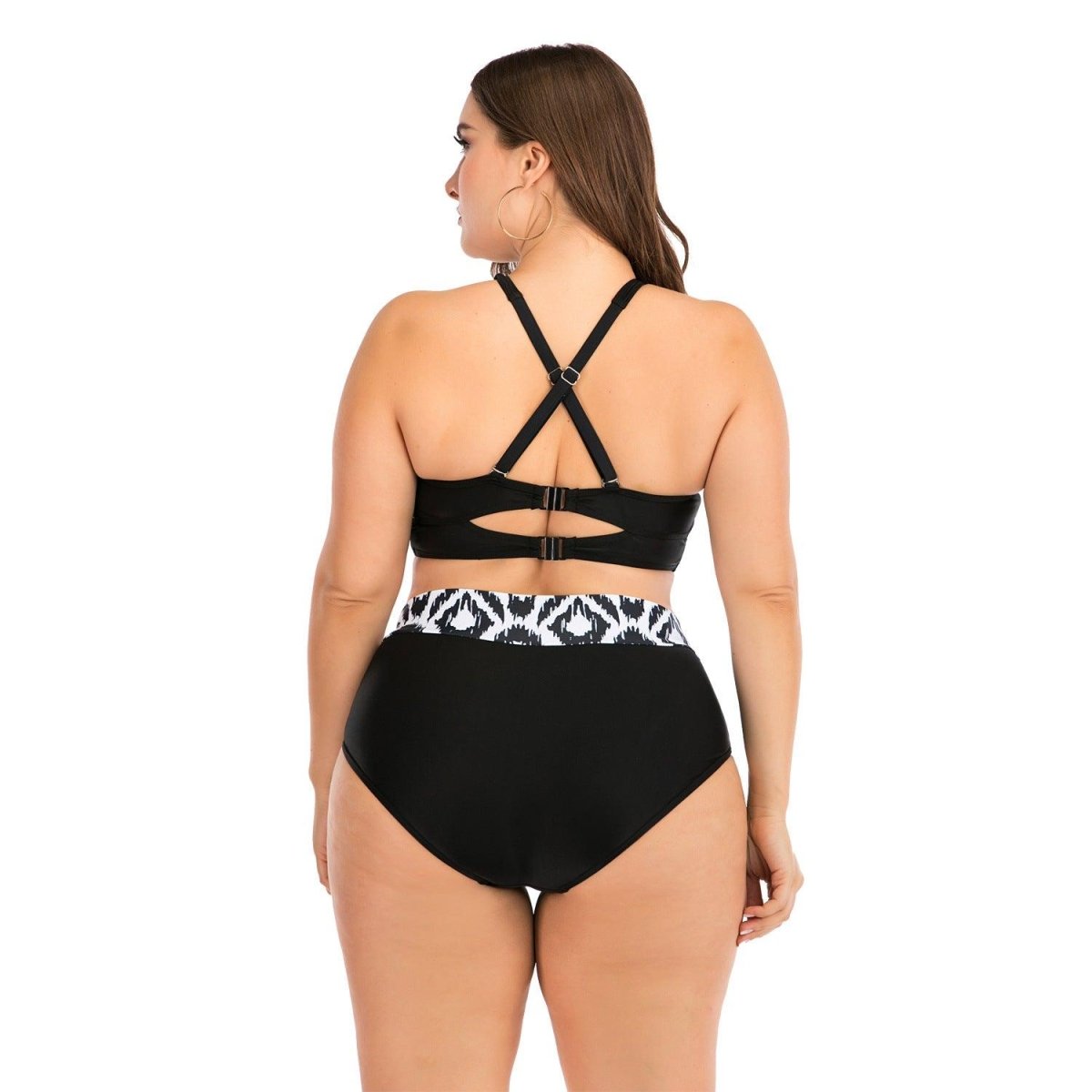 Exclusive Big Cup Sexy Bikini for Plus-Size Women — Black — Size 3XL — Detail View