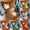 Exclusive Bikini Patchwork Swimwear — Black — Size L — Front View