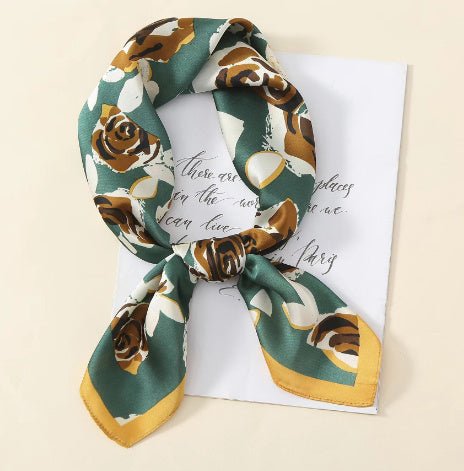 Exclusive Black And White Floral Scarf — Color Matching Black Coffee — Top View