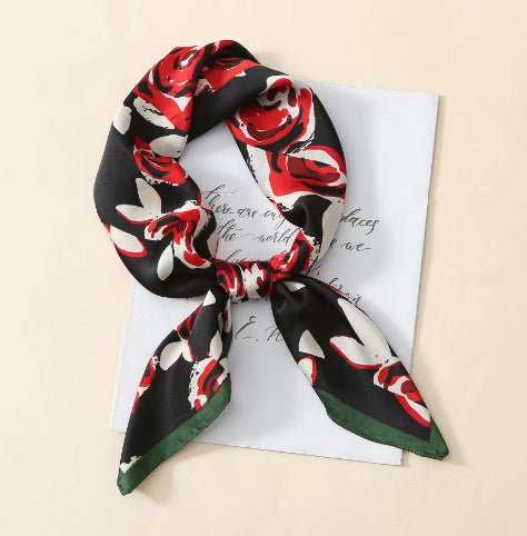 Exclusive Black And White Floral Scarf — Color Matching Black Coffee — Detail View
