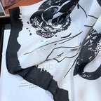 Exclusive Black And White Floral Scarf — Color Matching Black Coffee — Alternate View 10