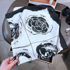 Exclusive Black And White Floral Scarf — Color Matching Black Coffee — Alternate View 12