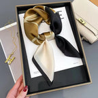 Exclusive Black And White Floral Scarf — Color Matching Black Coffee — Front View