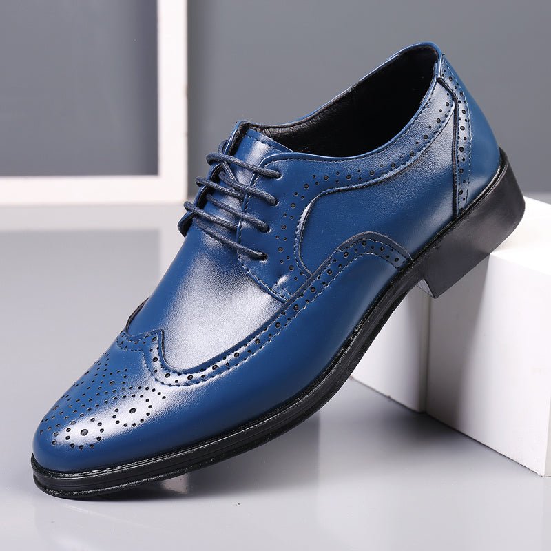 Exclusive Block Carved Casual Leather Shoes For Men — White — Size 38 — Detail View