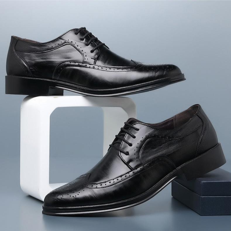 Exclusive Block Carved Casual Leather Shoes For Men — White — Size 38 — Alternate View 12