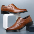 Exclusive Block Carved Casual Leather Shoes For Men — White — Size 38 — Front View