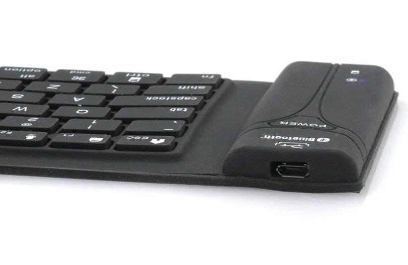 Exclusive Foldable Silicone Keyboard | Bluetooth & Waterproof — Black — Back View