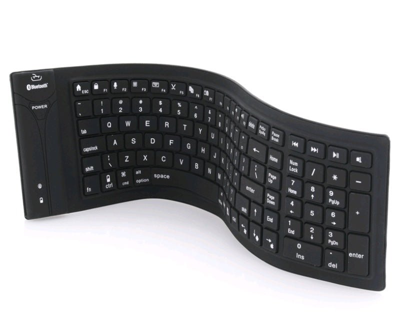 Exclusive Foldable Silicone Keyboard | Bluetooth & Waterproof — Black — Side View