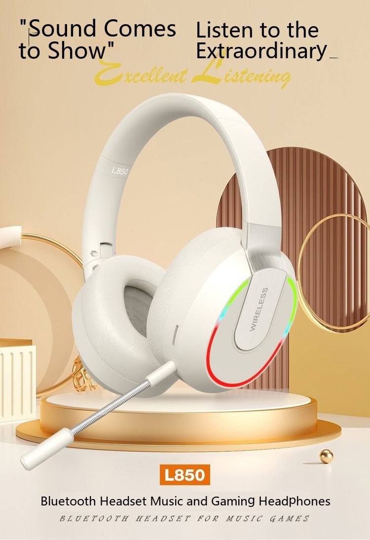 Exclusive Extra Bass Bluetooth Headset | Wireless Deep Bass Headphones — Beige — Lifestyle View