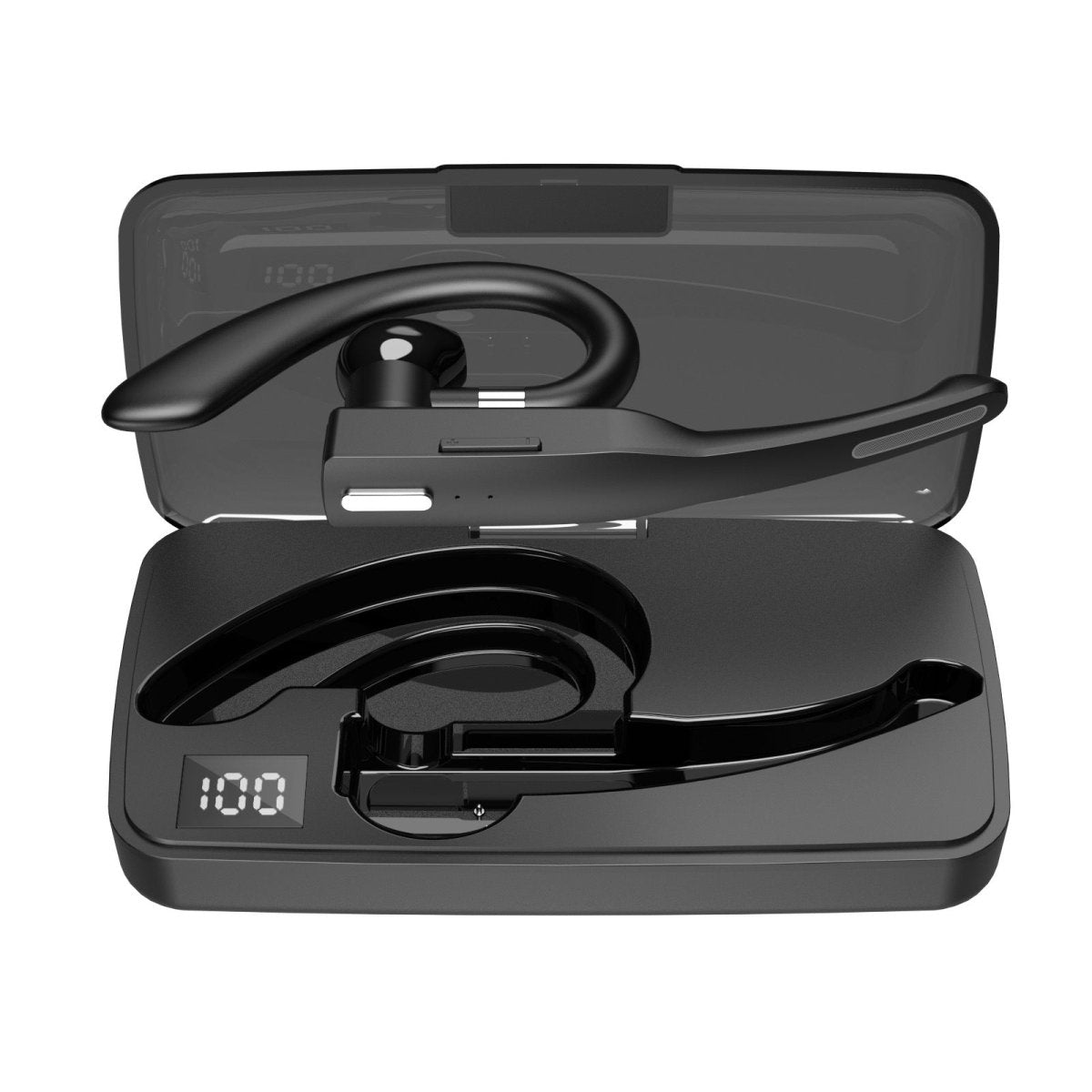 Exclusive Bluetooth Headset Single Hanging Ear Type Business Model — Black — Size YYK525 with warehouse — Top View