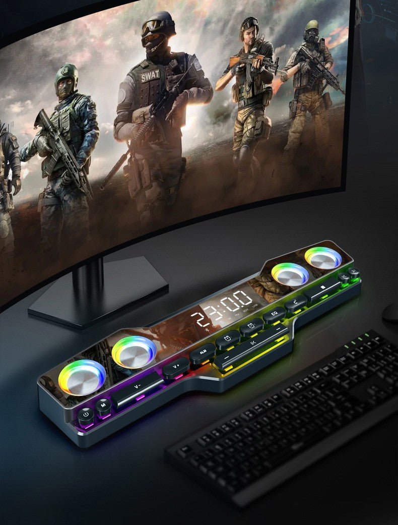 Exclusive Bluetooth Speaker Home Desktop Gaming Computer Stereo — Chinese Version — Size Black — Width USB — Side View