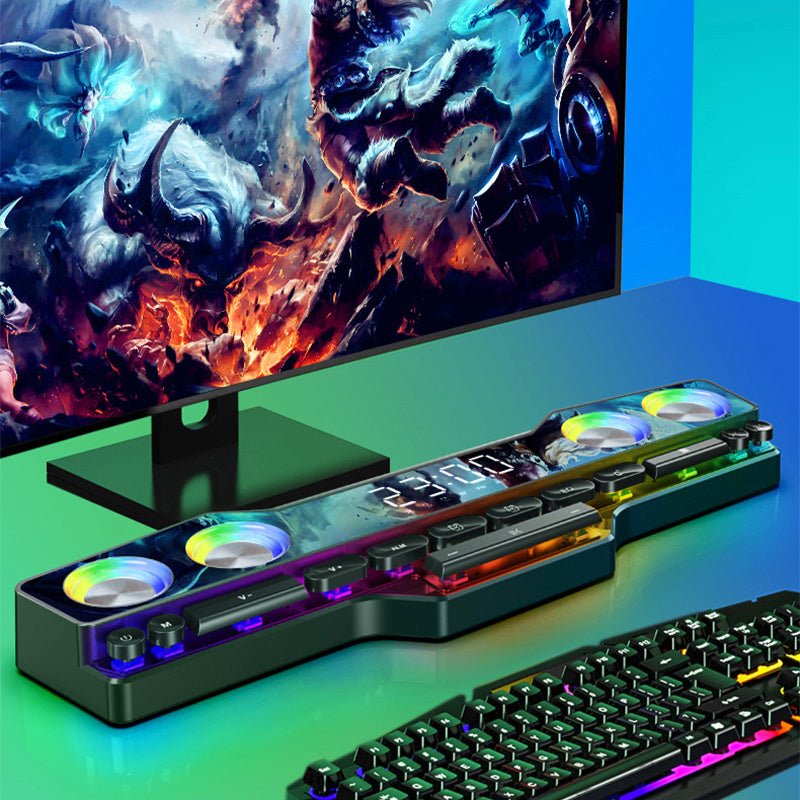 Exclusive Bluetooth Speaker Home Desktop Gaming Computer Stereo — Chinese Version — Size Black — Width USB — Front View