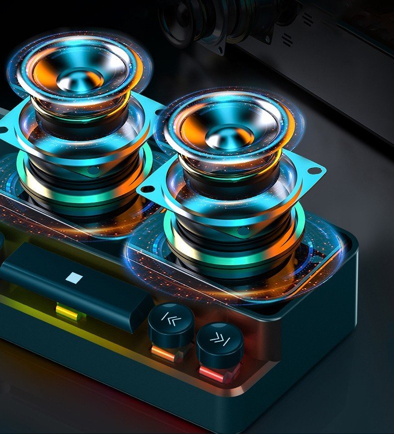 Exclusive Bluetooth Speaker Home Desktop Gaming Computer Stereo — Chinese Version — Size Black — Width USB — Back View
