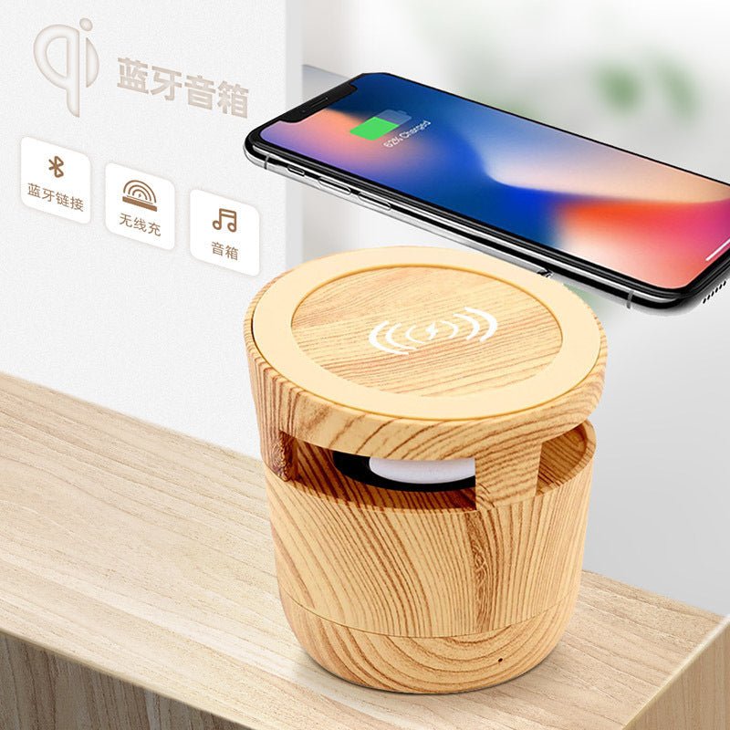 Exclusive Vintage Wood Grain Subwoofer — White — Size 5W — Width USB — Front View