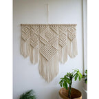 Exclusive Bohemian Macrame Wall Hanging Tapestry Boho Nordic — Beige — Size Cotton rope — Top View