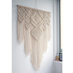 Exclusive Bohemian Macrame Wall Hanging Tapestry Boho Nordic — Beige — Size Cotton rope — Back View