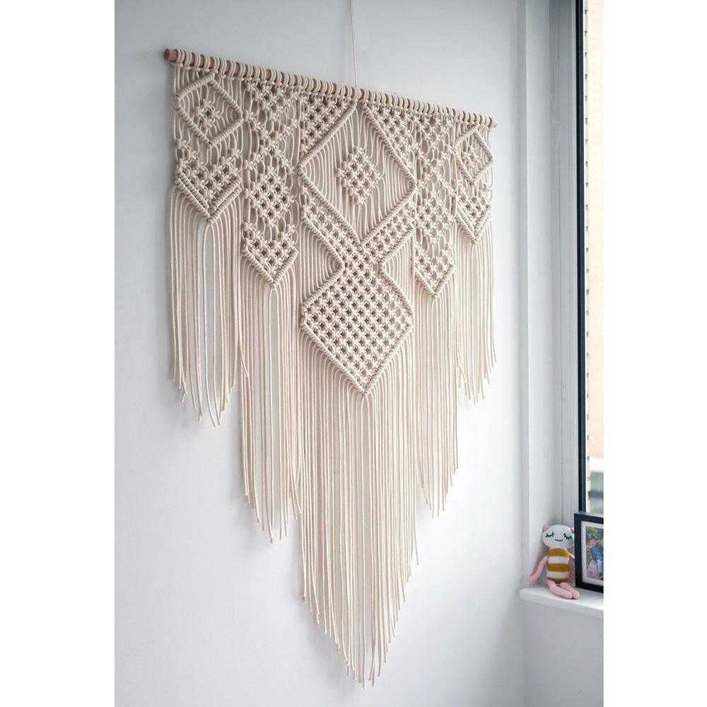 Exclusive Bohemian Macrame Wall Hanging Tapestry Boho Nordic — Beige — Size Cotton rope — Back View
