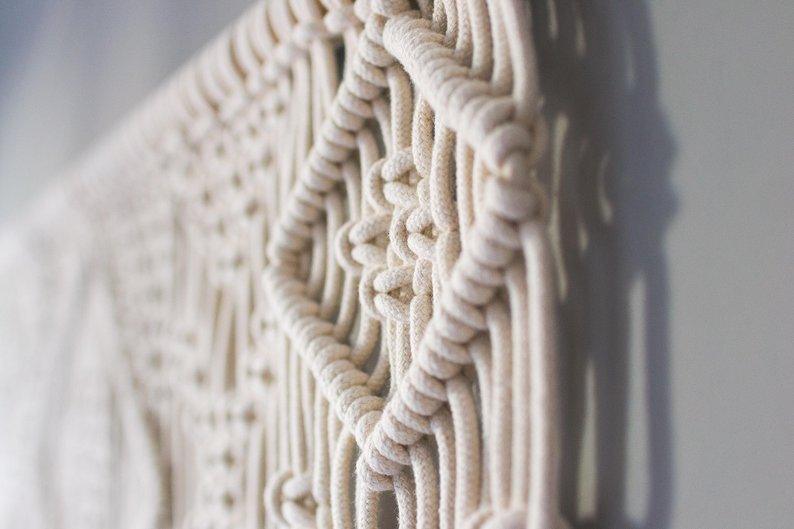 Exclusive Bohemian Macrame Wall Hanging Tapestry Boho Nordic — Beige — Size Cotton rope — Lifestyle View