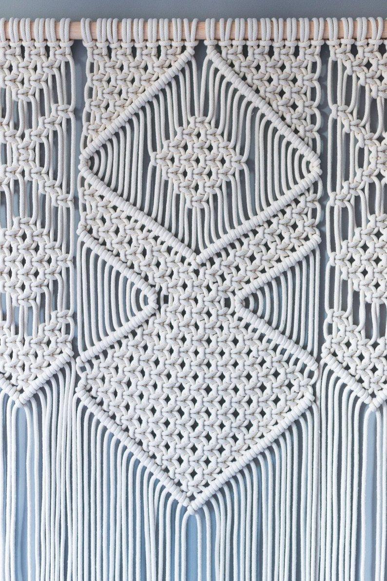 Exclusive Bohemian Macrame Wall Hanging Tapestry Boho Nordic — Beige — Size Cotton rope — Detail View