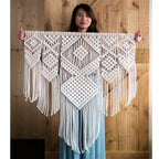 Exclusive Bohemian Macrame Wall Hanging Tapestry Boho Nordic — Beige — Size Cotton rope — Side View