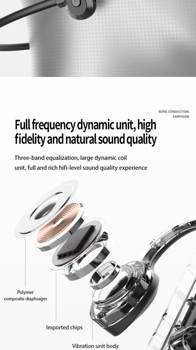 Exclusive Bone Conduction Bluetooth 5.0 Waterproof Headphones — Black — Alternate View 10