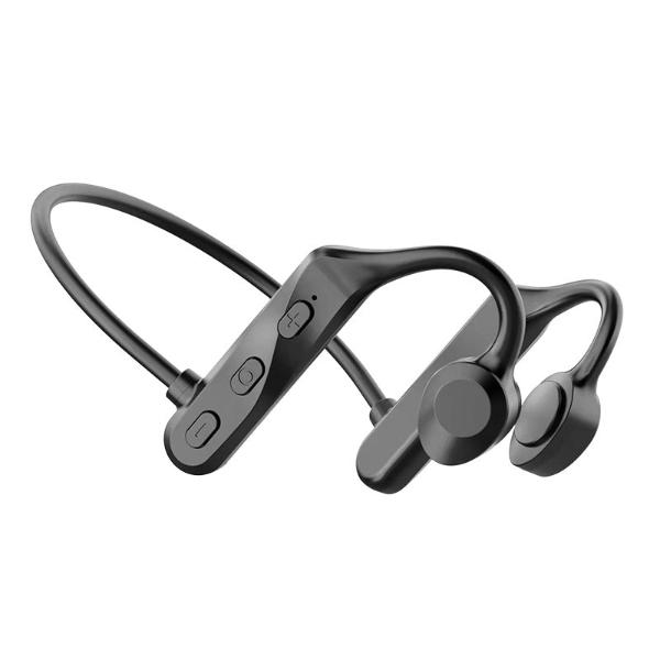 Exclusive Bone Conduction Bluetooth 5.0 Waterproof Headphones — Black — Front View