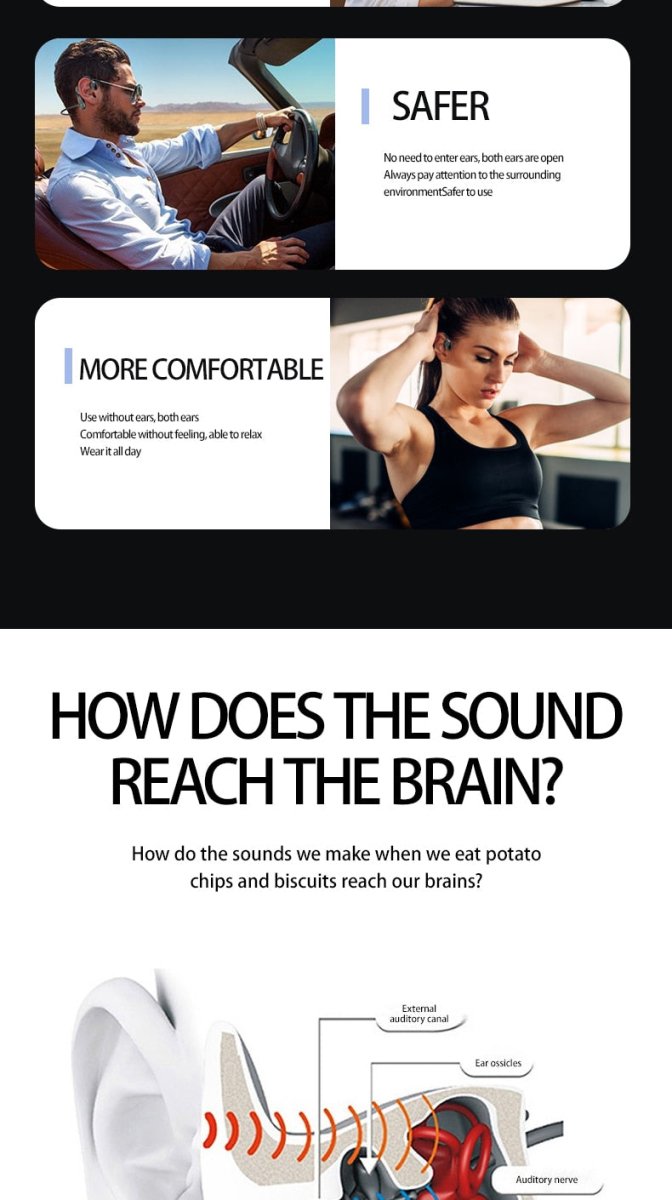 Exclusive Bone Conduction Bluetooth 5.0 Waterproof Headphones — Black — Alternate View 8
