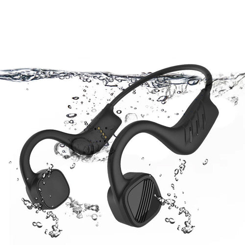 Exclusive Bone Conduction Swimming Headphones | Waterproof MP3 Fitness — Black 8GB RAM — Front View