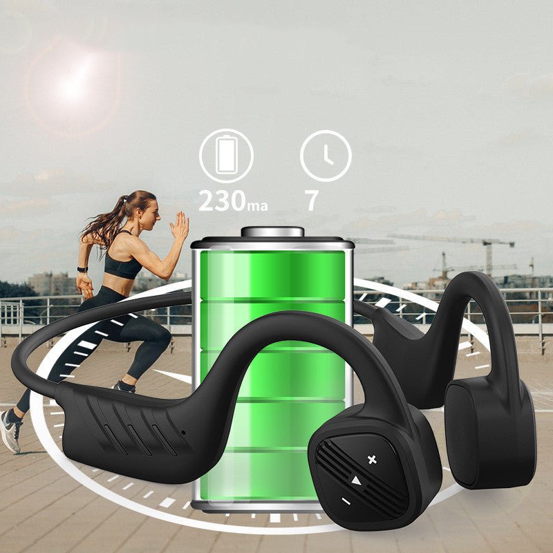 Exclusive Bone Conduction Swimming Headphones | Waterproof MP3 Fitness — Black 8GB RAM — Back View