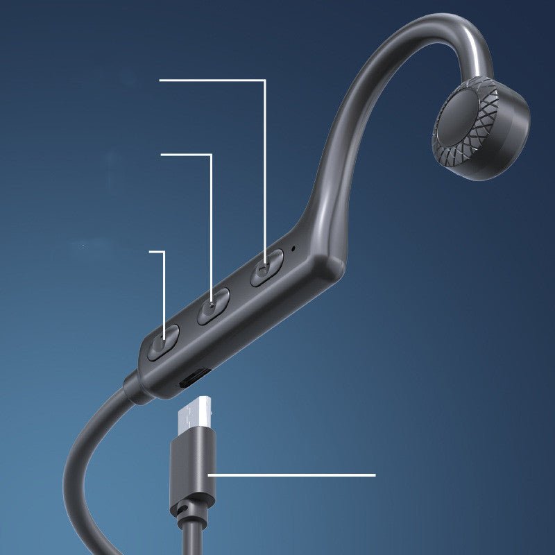 Exclusive Bone Sound Conduction Bluetooth Headset — Black — Top View