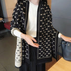 Exclusive Reversible Bow Scarf - Trendy Style — Black Rice Yellow — Size 190x65cm — Side View
