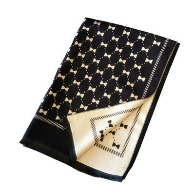 Exclusive Reversible Bow Scarf - Trendy Style — Black Rice Yellow — Size 190x65cm — Detail View