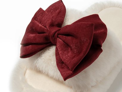 Exclusive Bow Opening Cotton Slippers Home Plush — Brown — Size 36to37 — Alternate View 8