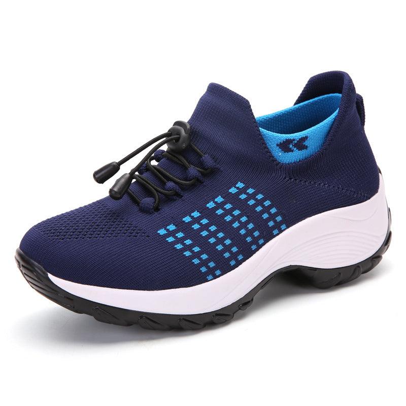 Exclusive Breathable Mesh Socks Running Shoes — Black white — Size 35. — Lifestyle View